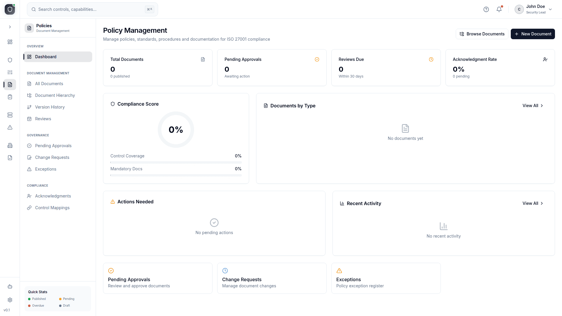 Policies library screenshot